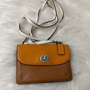Coach Yellow and Brown Leather Crossbody Bag
